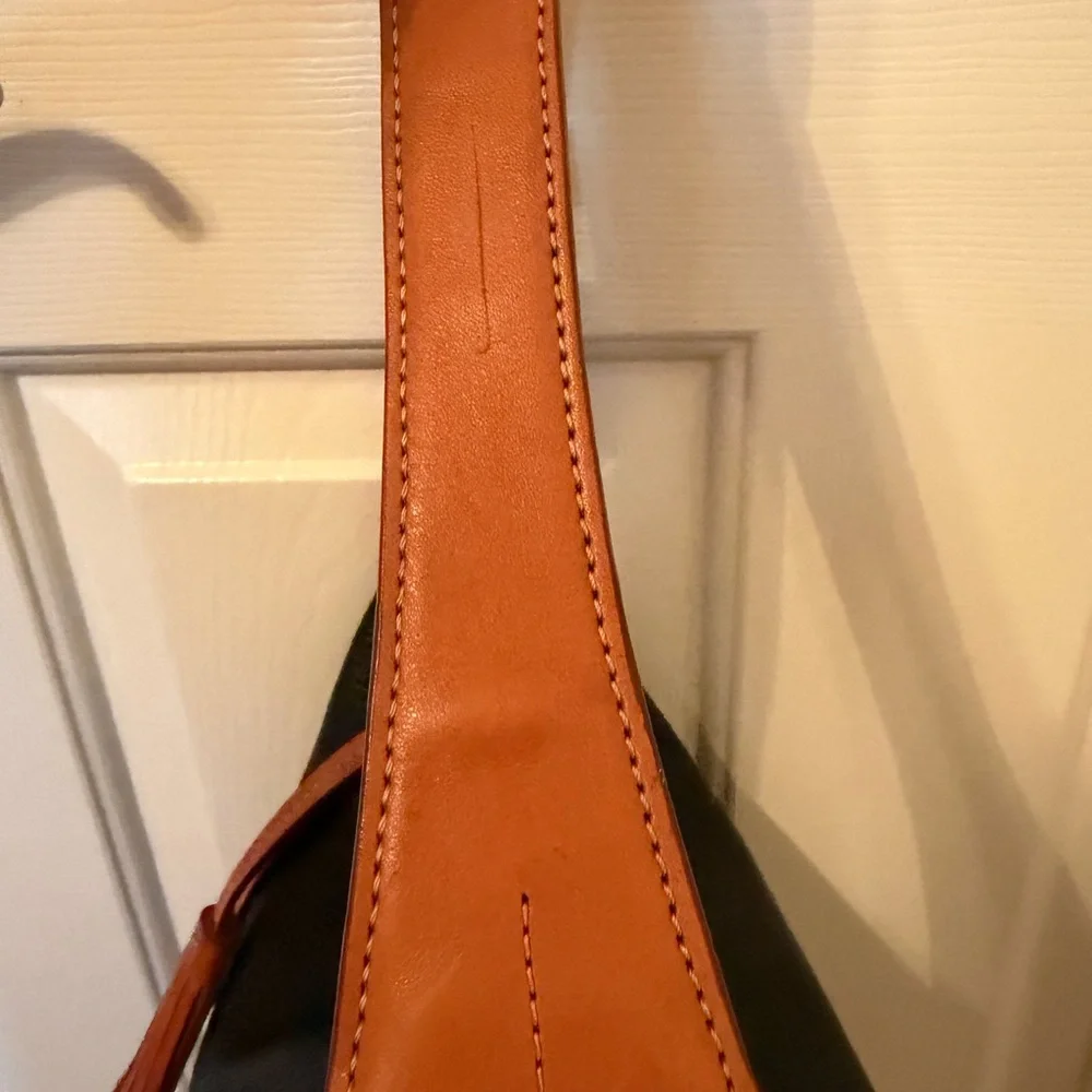 Dooney & Bourke Black Pebbled Leather Hobo with Brown Trim